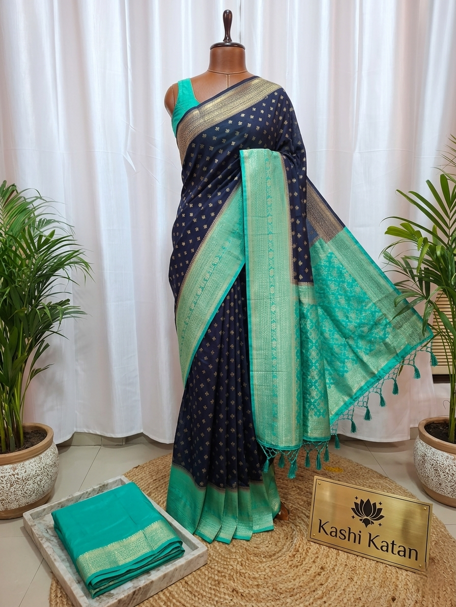 Navy Blue Pure Khaddi Georgette Saree