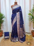 Royal blue banarasi silk saree