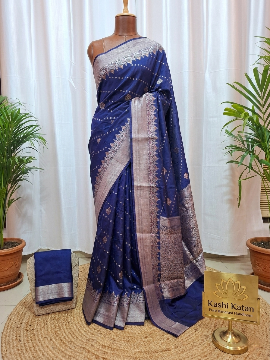 Royal blue banarasi silk saree