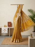 Yellow premium Tissue silk Banarasi saree