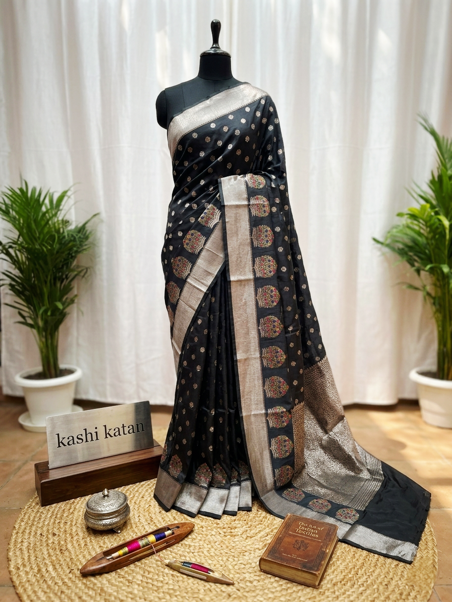 Black Banarasi Silk saree
