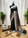 Black Banarasi Silk saree