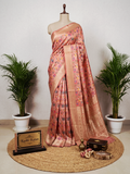Pinkish-Mauve Russian Silk Banarasi saree