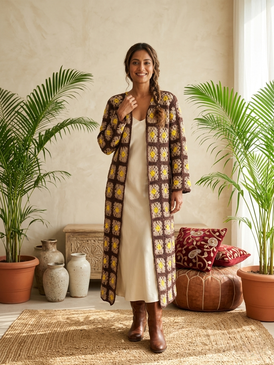 Long Crochet flower shrug
