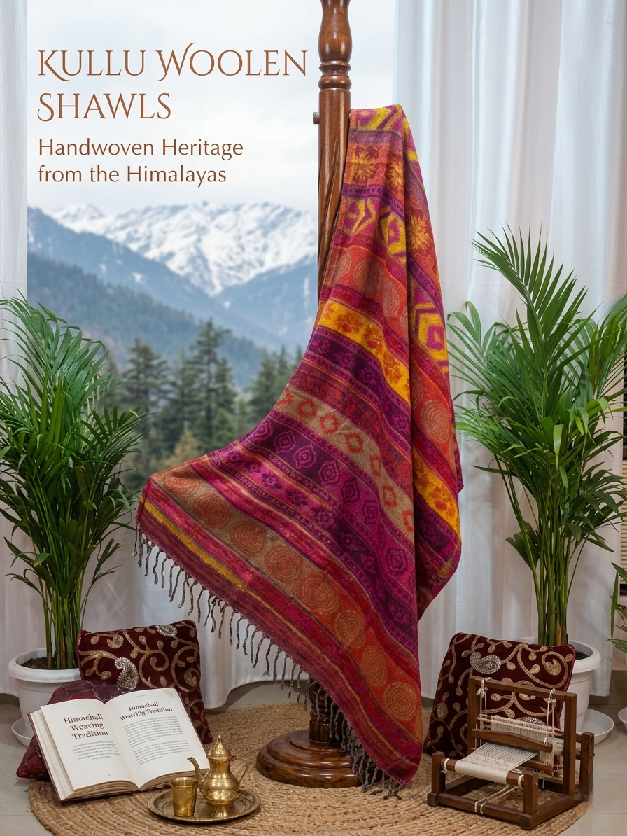Multicolor Woollen Kullu Shawl