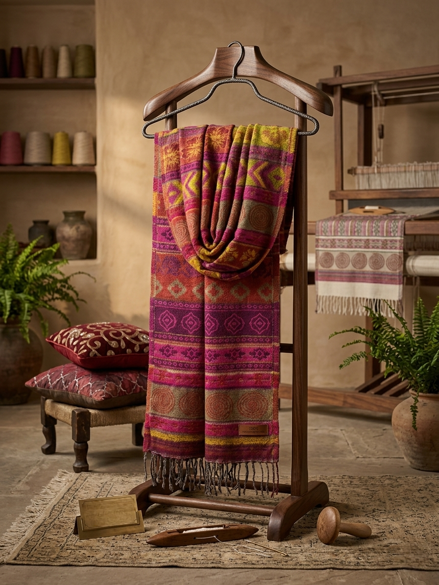 Multicolor Woollen Kullu Shawl