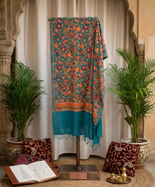 Firozi embroidered stole