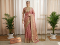 Pink and gold Pure Diamond Tissue Silk Banarasi Saree