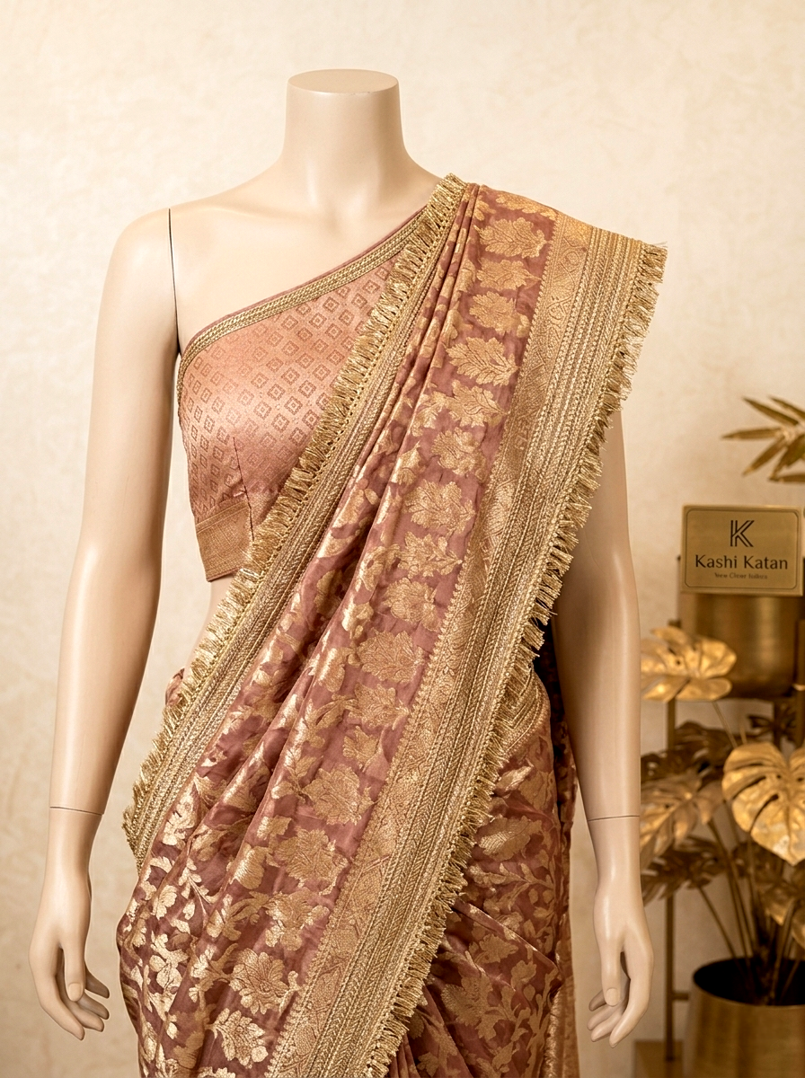 Maroon gold Pure Diamond Tissue Silk Banarasi Saree