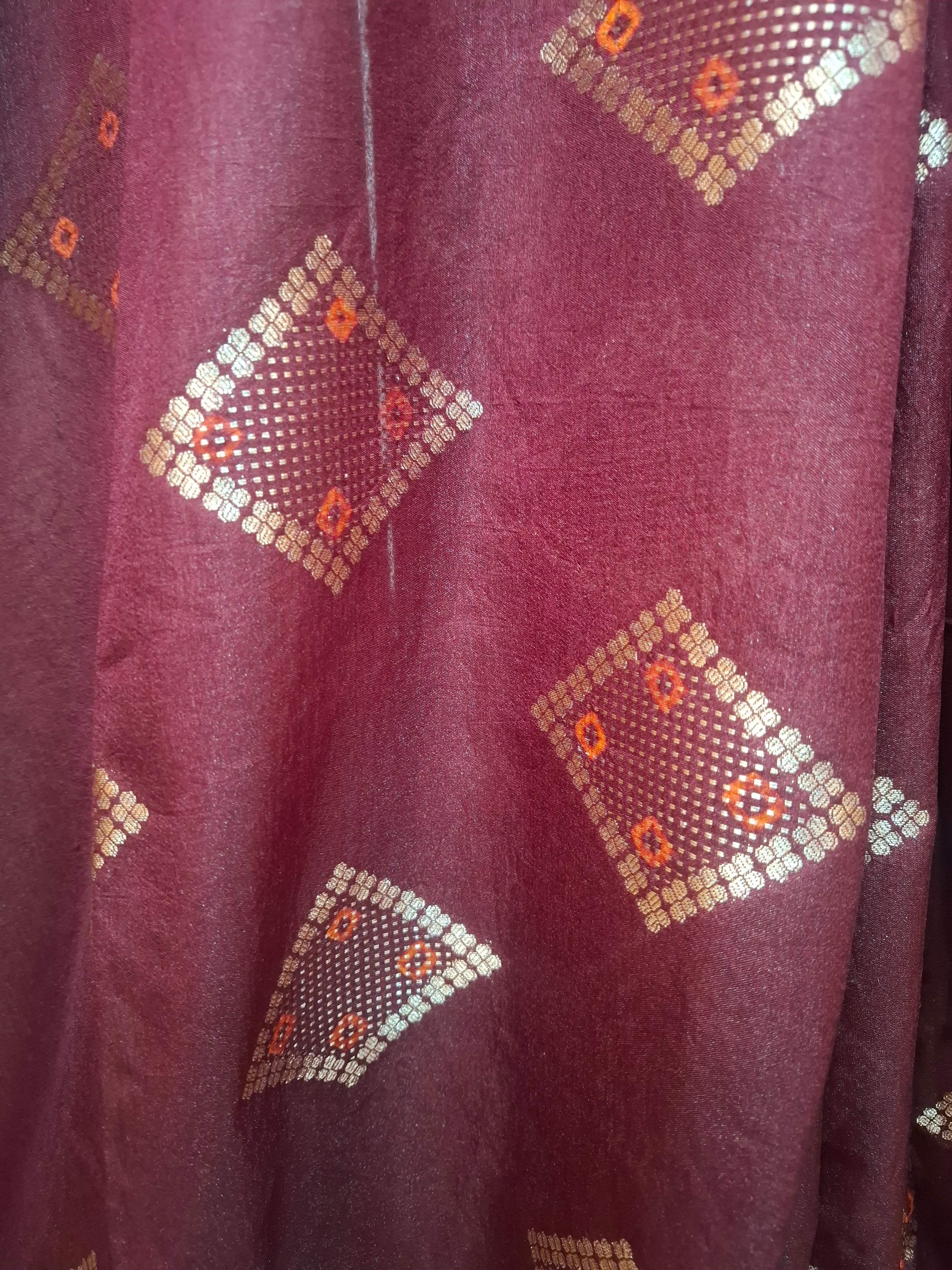 Maroon-Wine Banarasi silk saree
