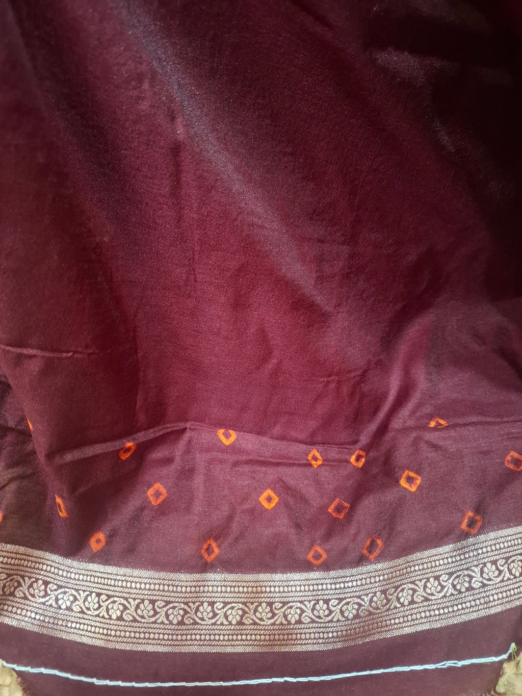 Maroon-Wine Banarasi silk saree
