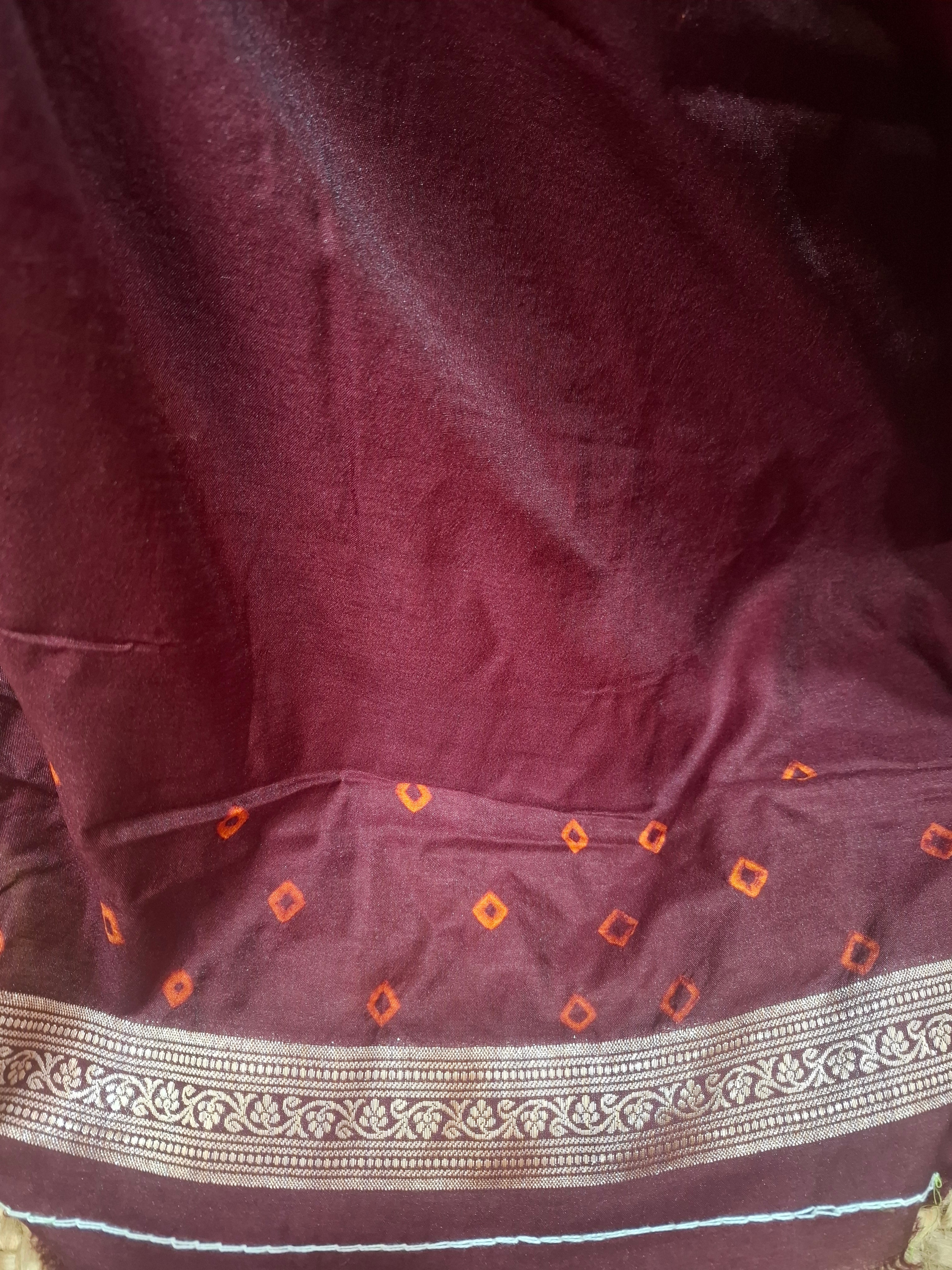 Maroon-Wine Banarasi silk saree