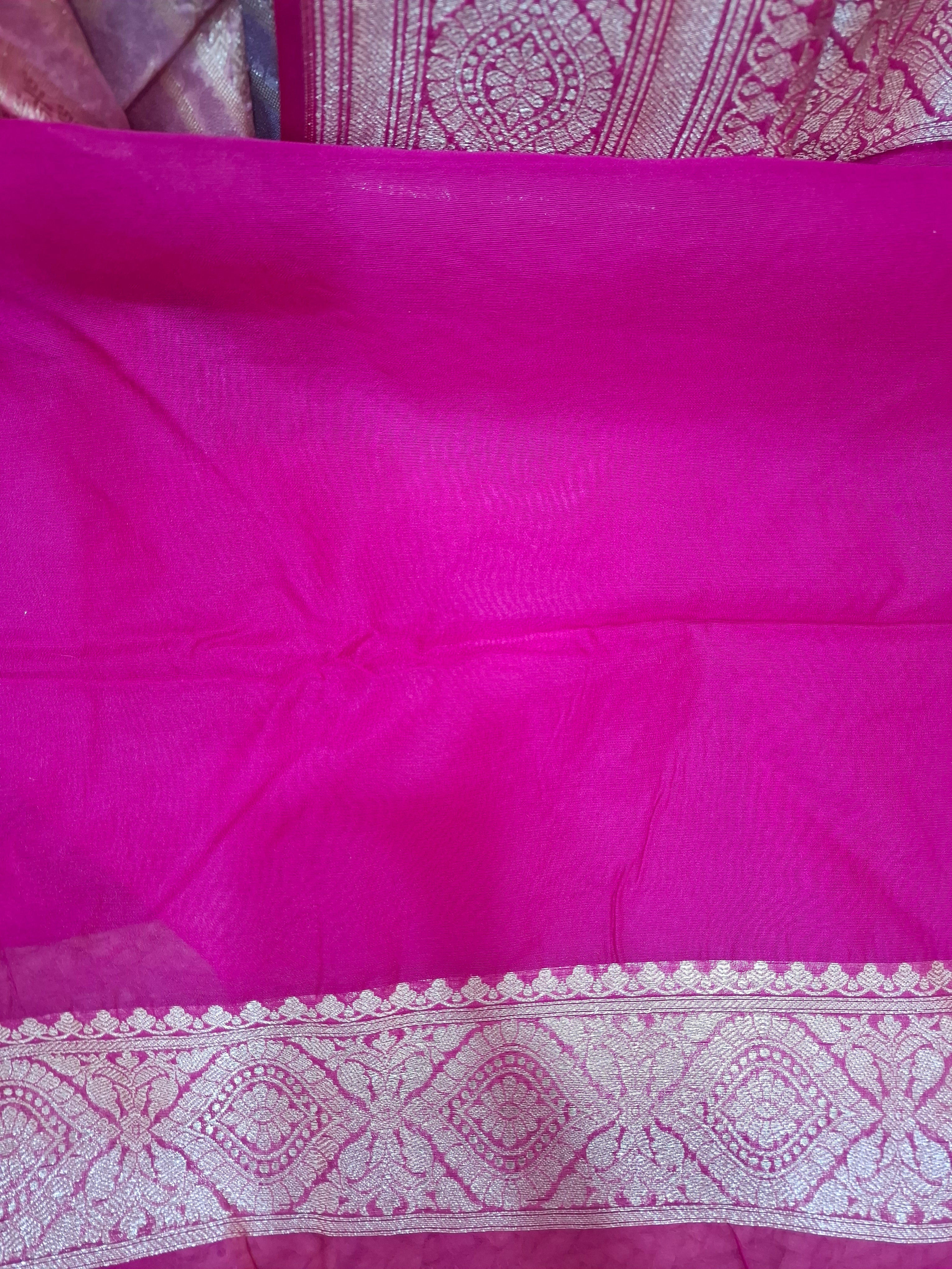 Shades of Pink - Banarasi Kora Tissue Silk