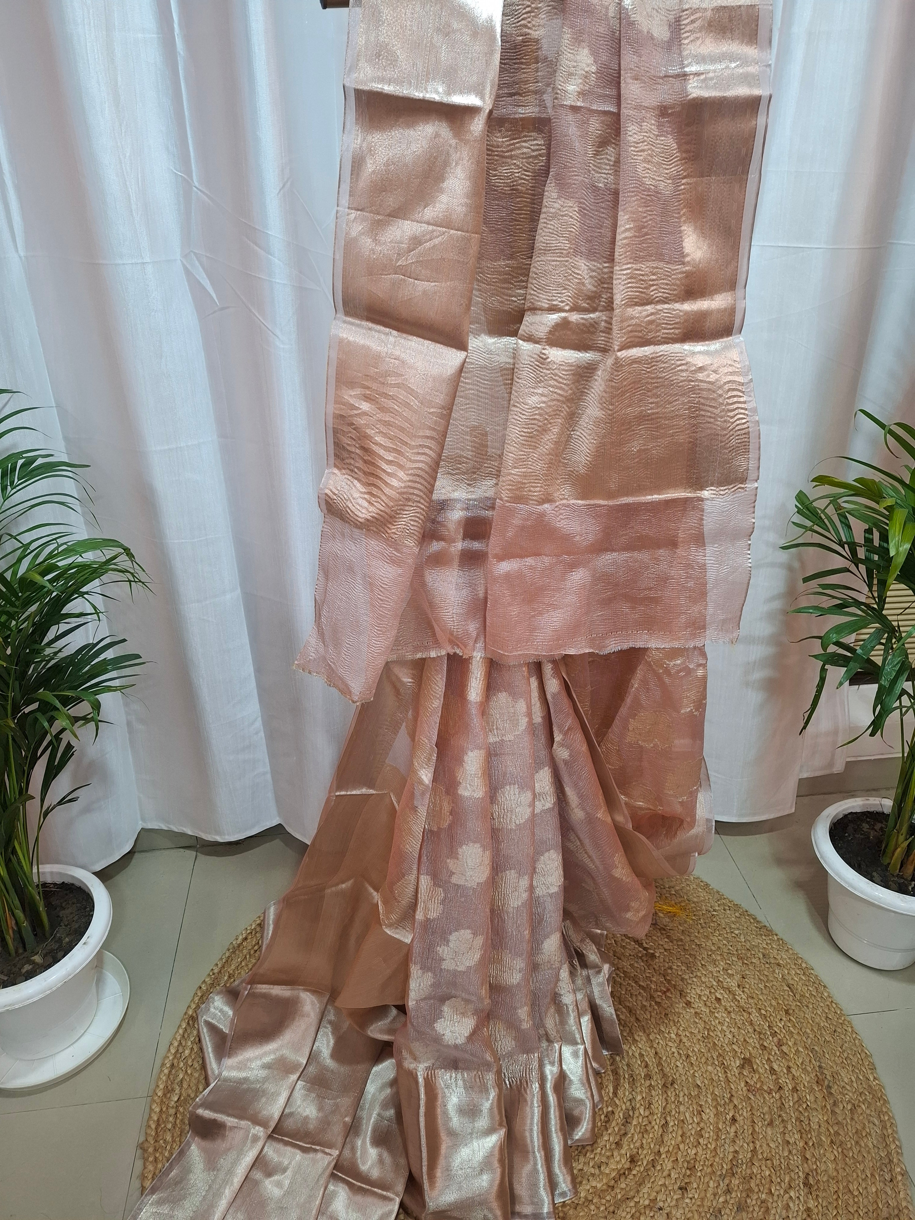 Crushed Tissue Silk in Pastel pink
