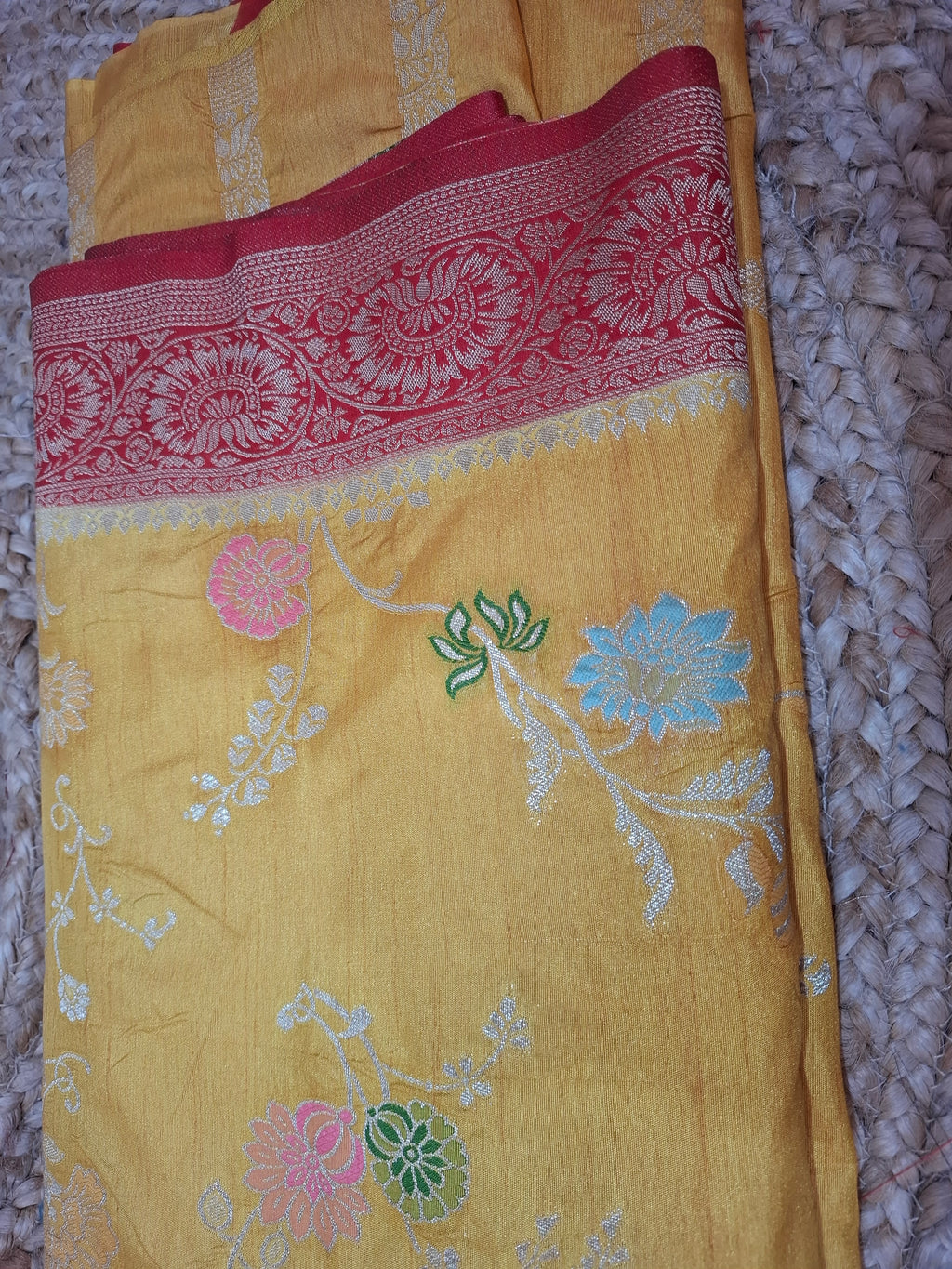 Mustard yellow Banarasi Silk Saree