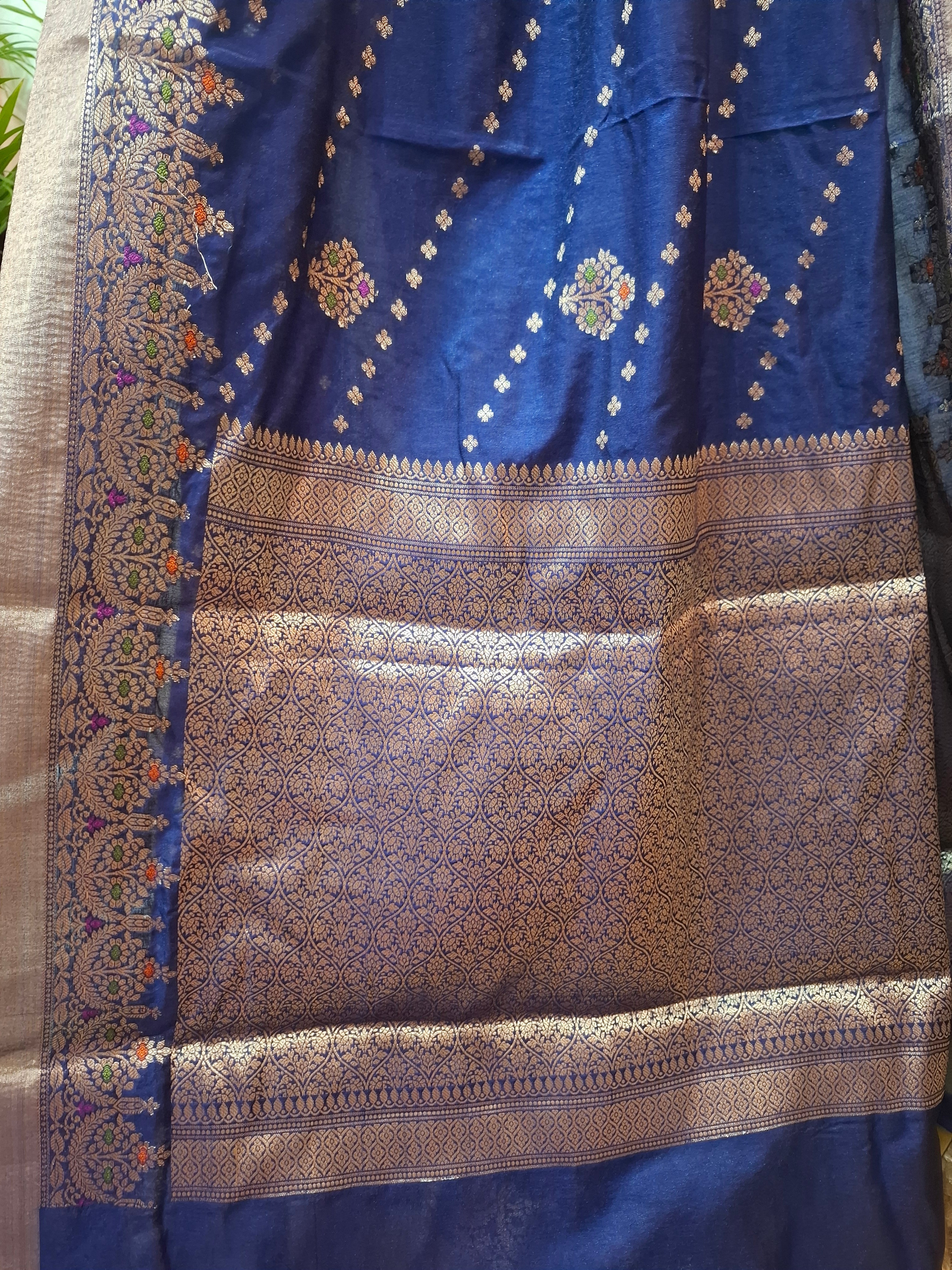 Royal blue banarasi silk saree