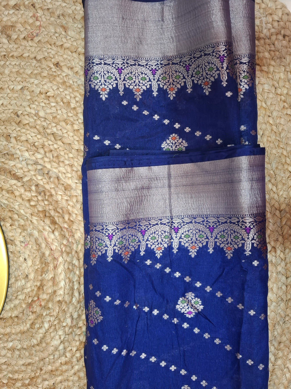 Royal blue banarasi silk saree