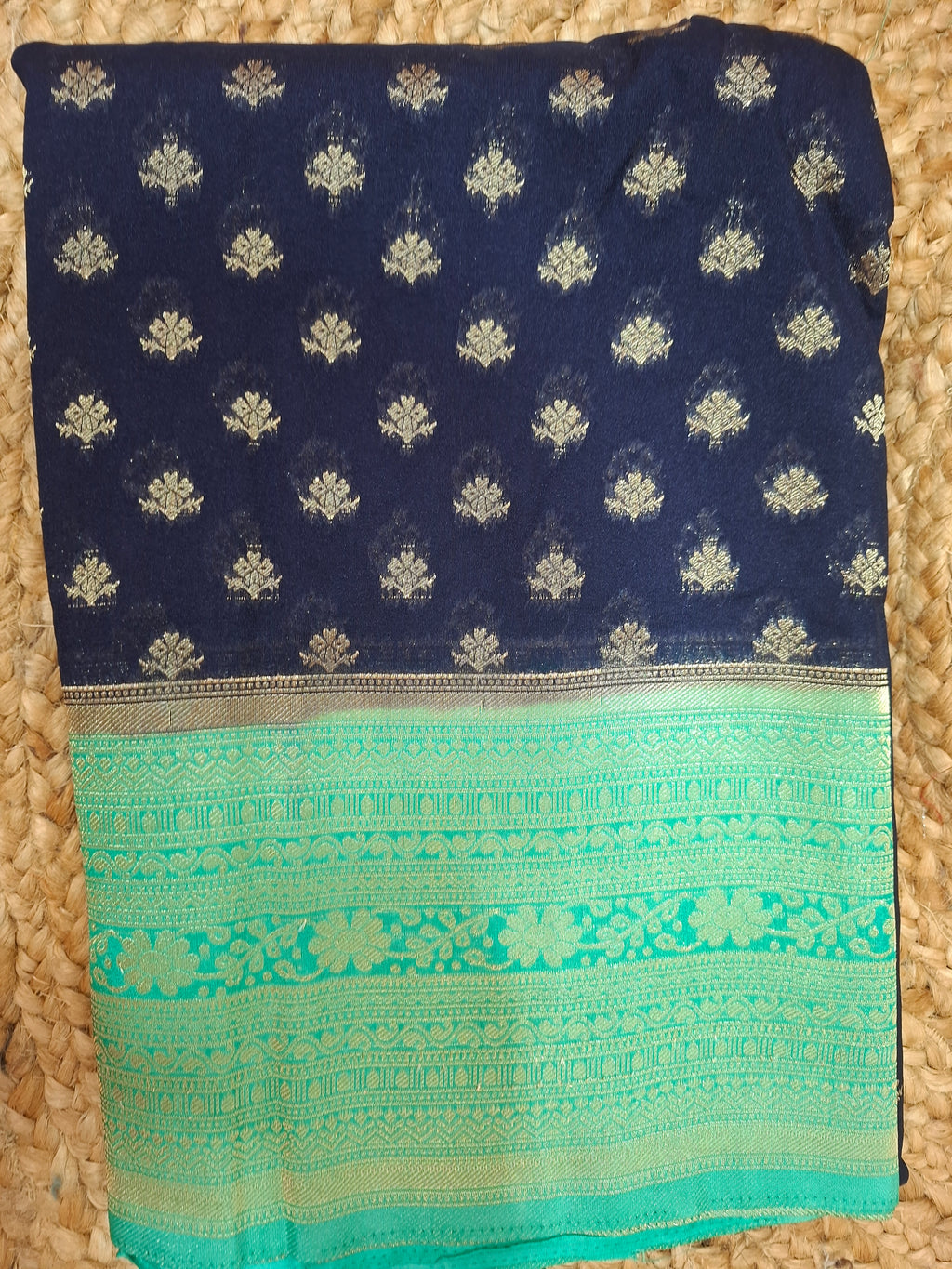 Navy Blue Pure Khaddi Georgette Saree