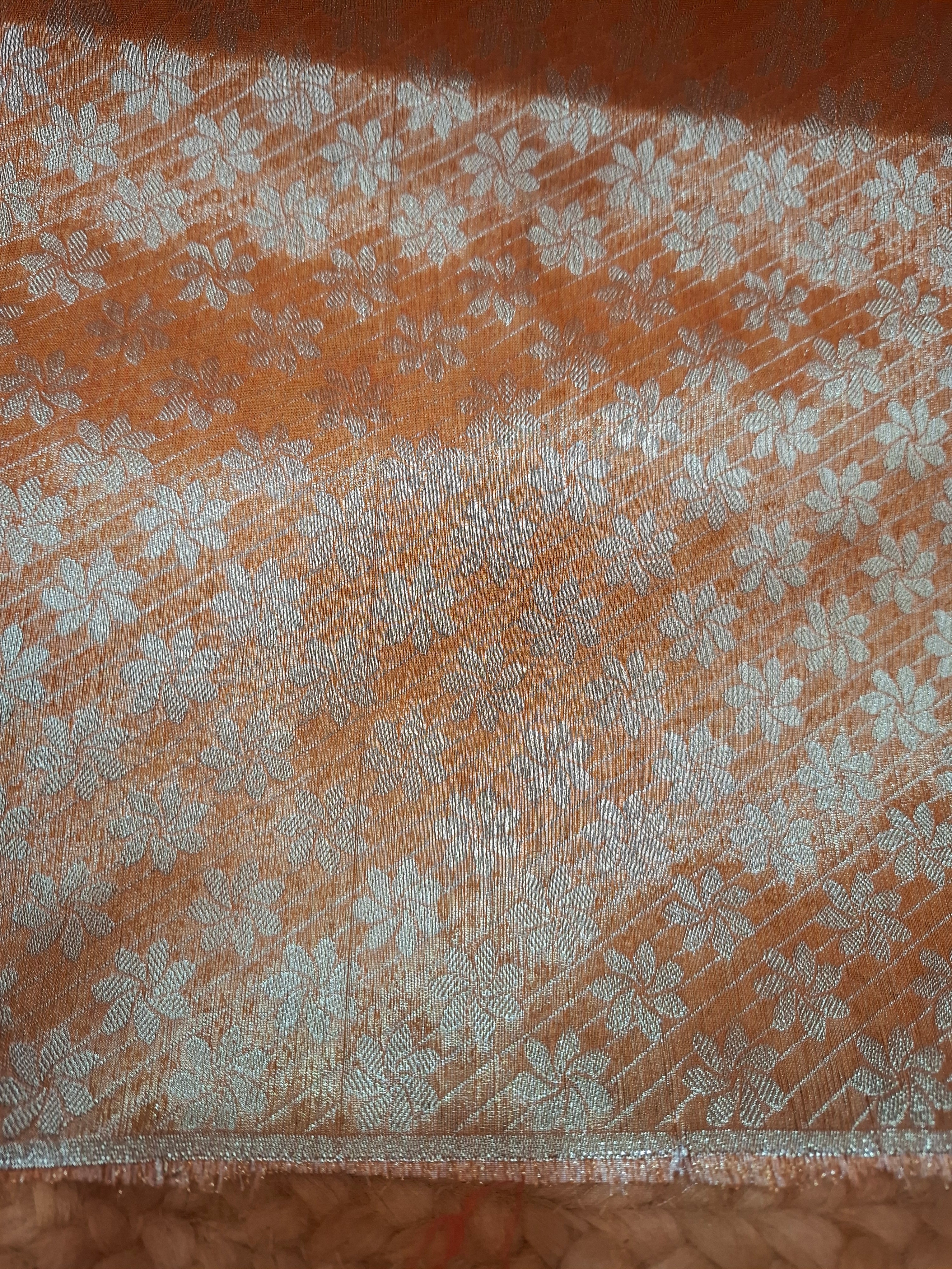 Orange Kora Banarasi Silk Saree