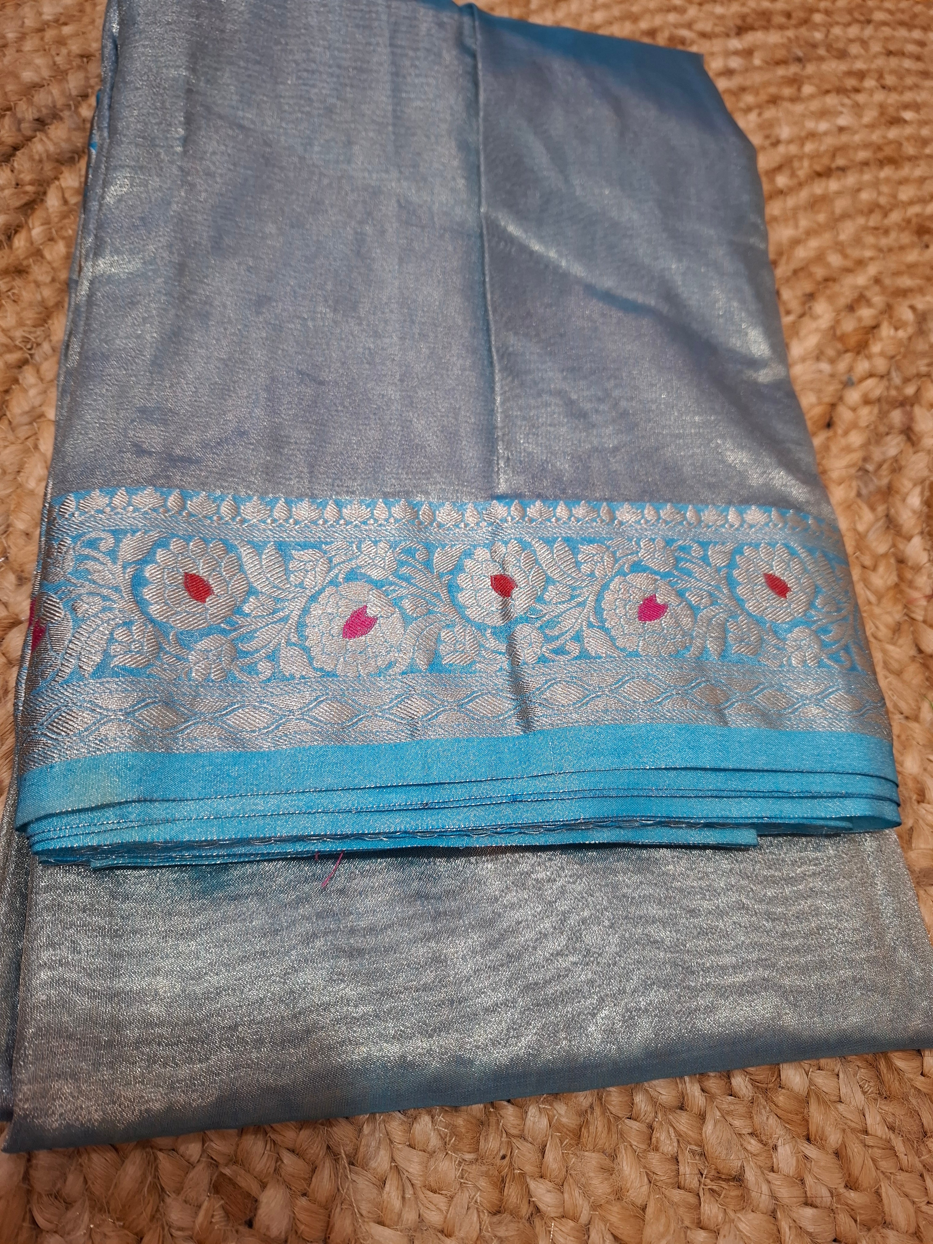 Blue Banarasi Tissue silk saree