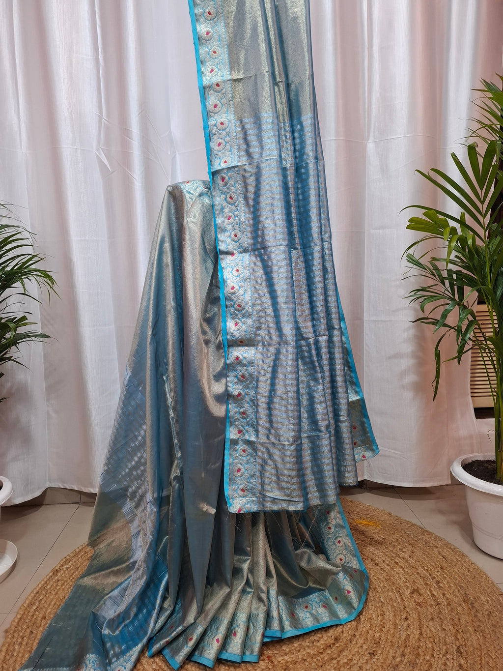 Blue Banarasi Tissue silk saree