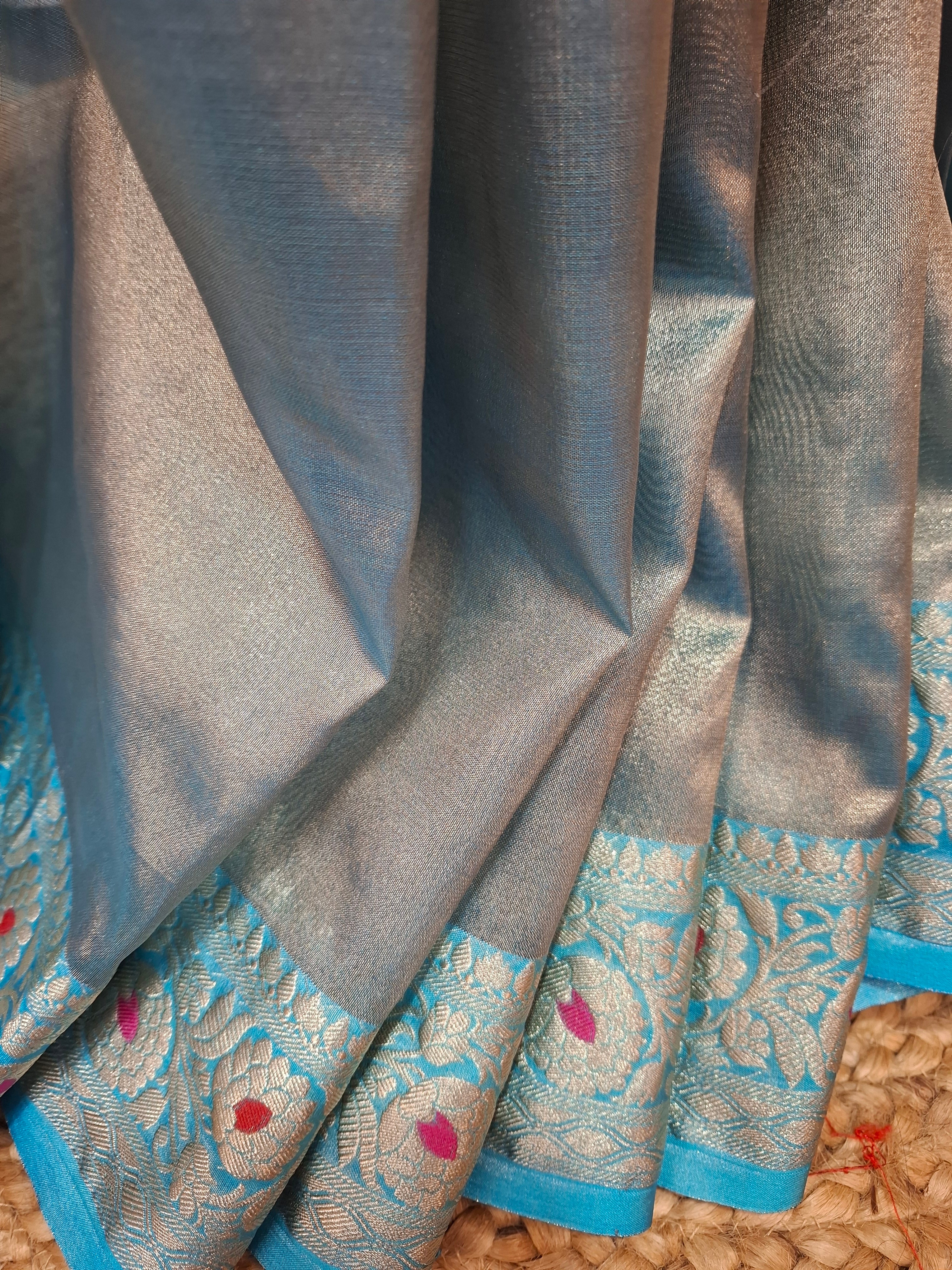 Blue Banarasi Tissue silk saree