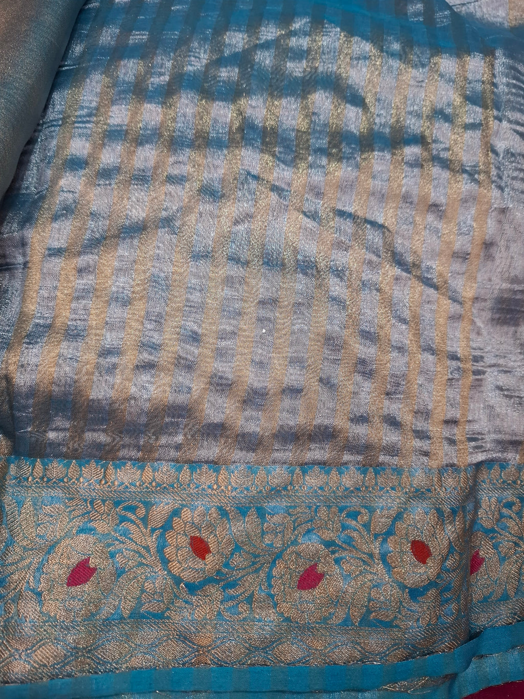 Blue Banarasi Tissue silk saree