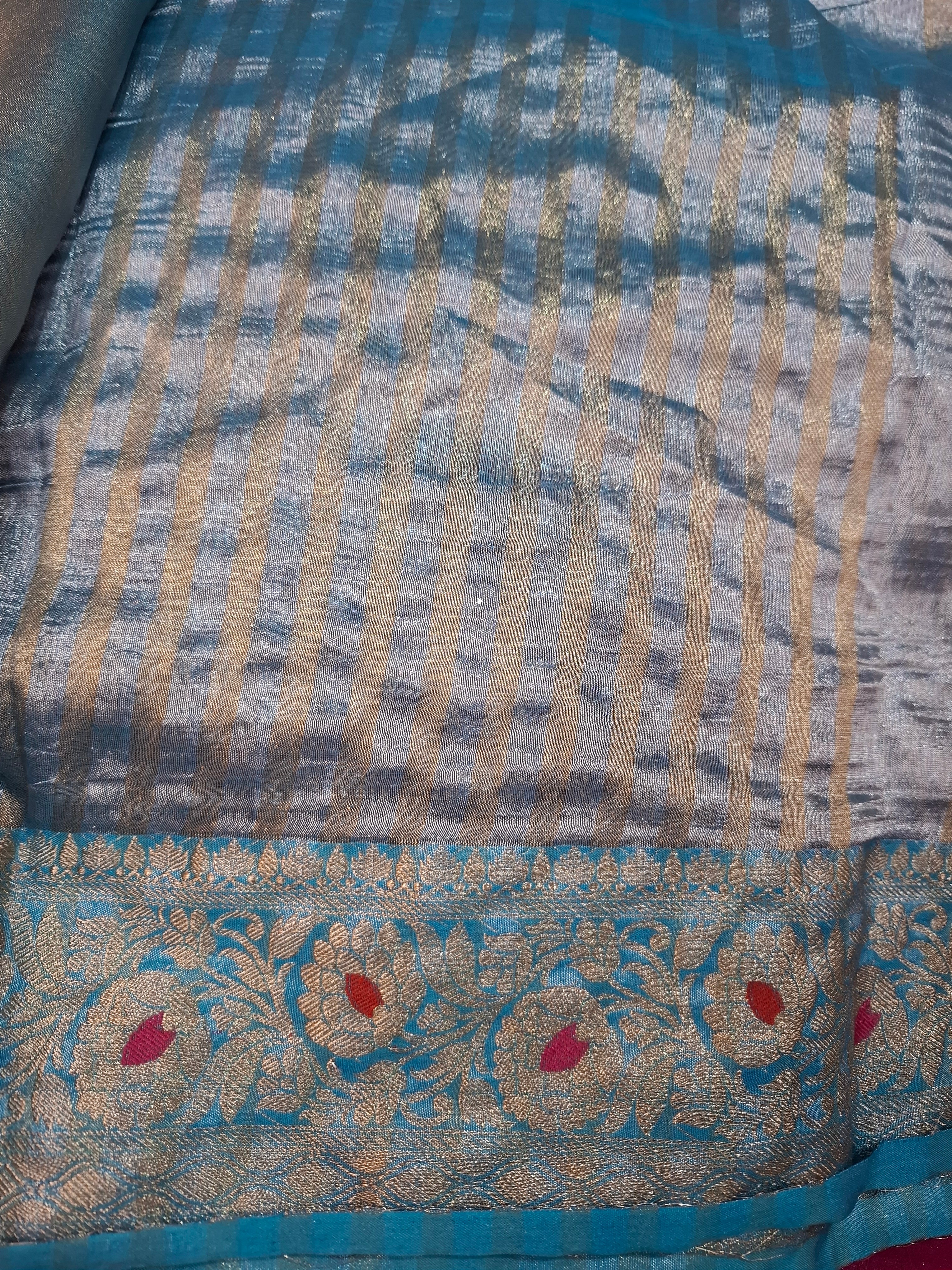Blue Banarasi Tissue silk saree