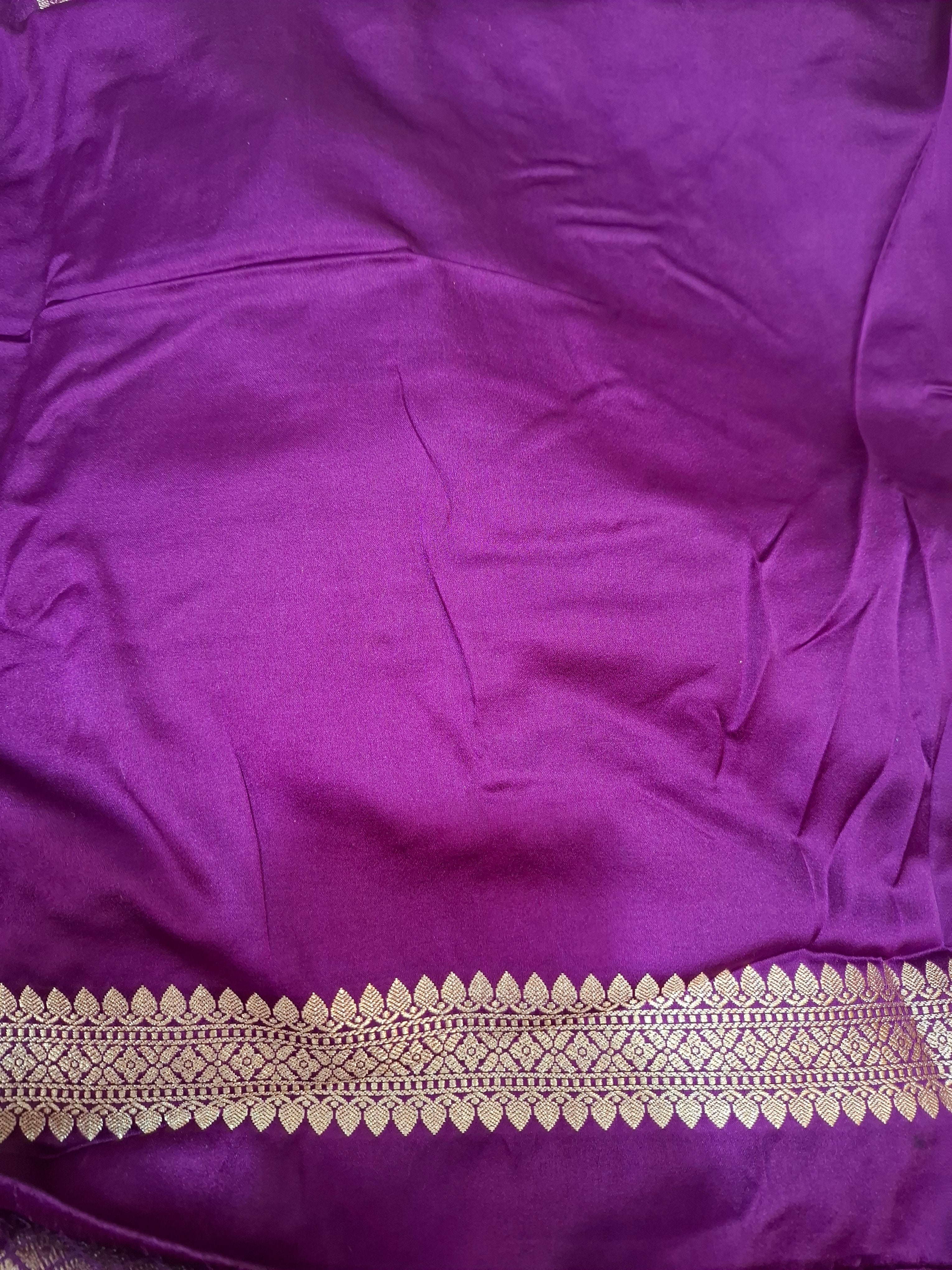 Purple Satin Silk Banarasi Saree