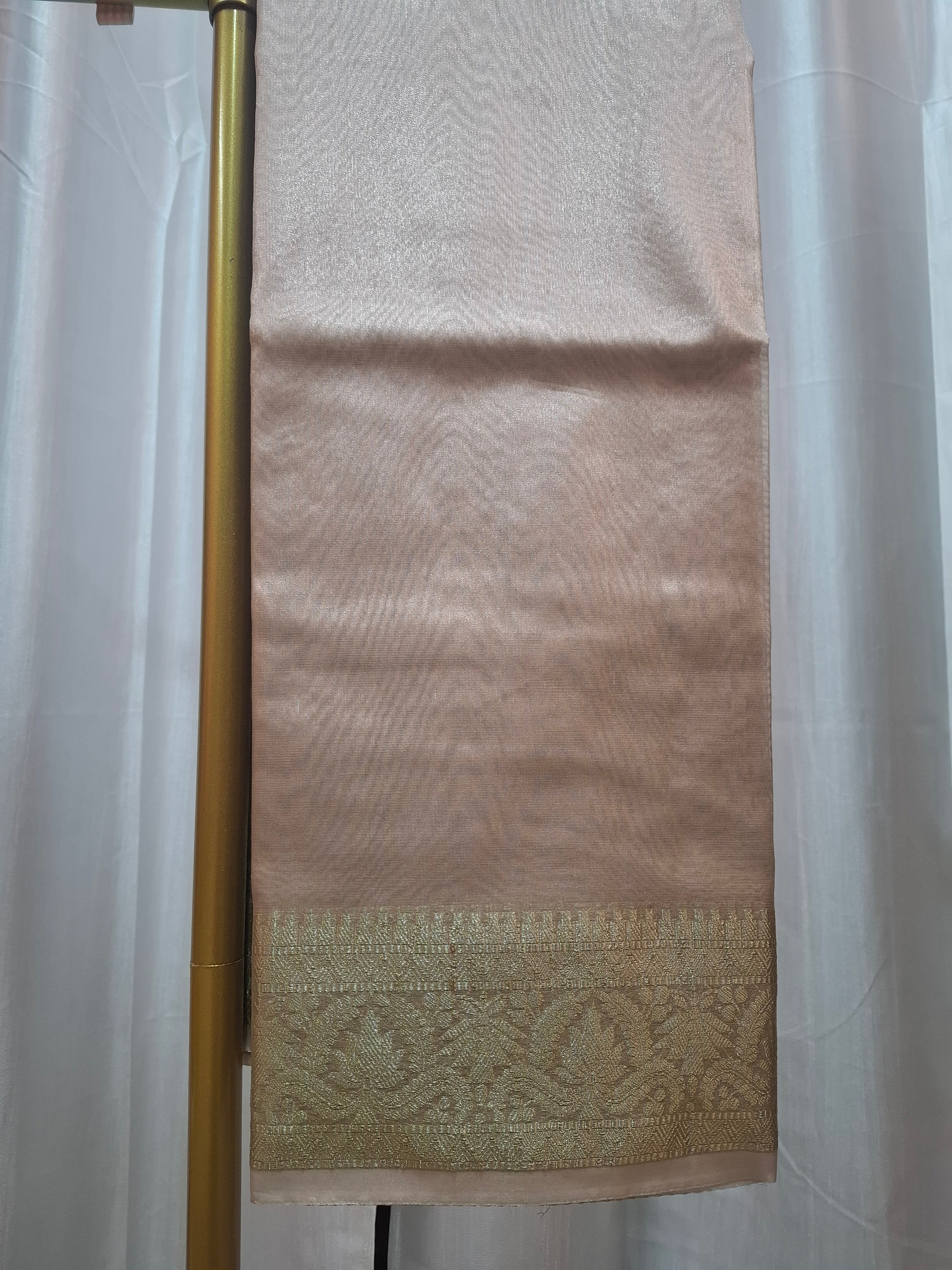 Ivory Gold Banarasi Tissue Silk Saree