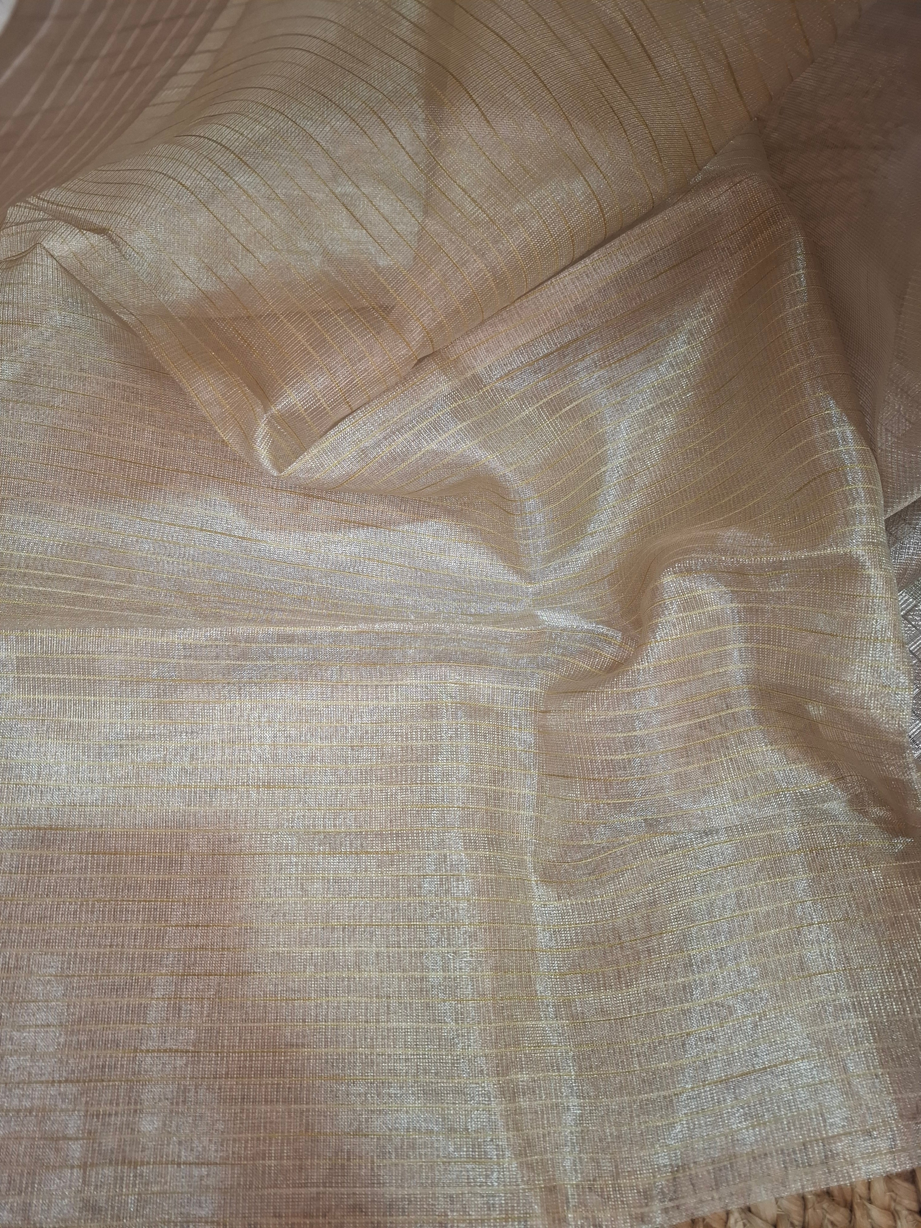 Ivory Gold Kora Tissue Silk Banarasi saree