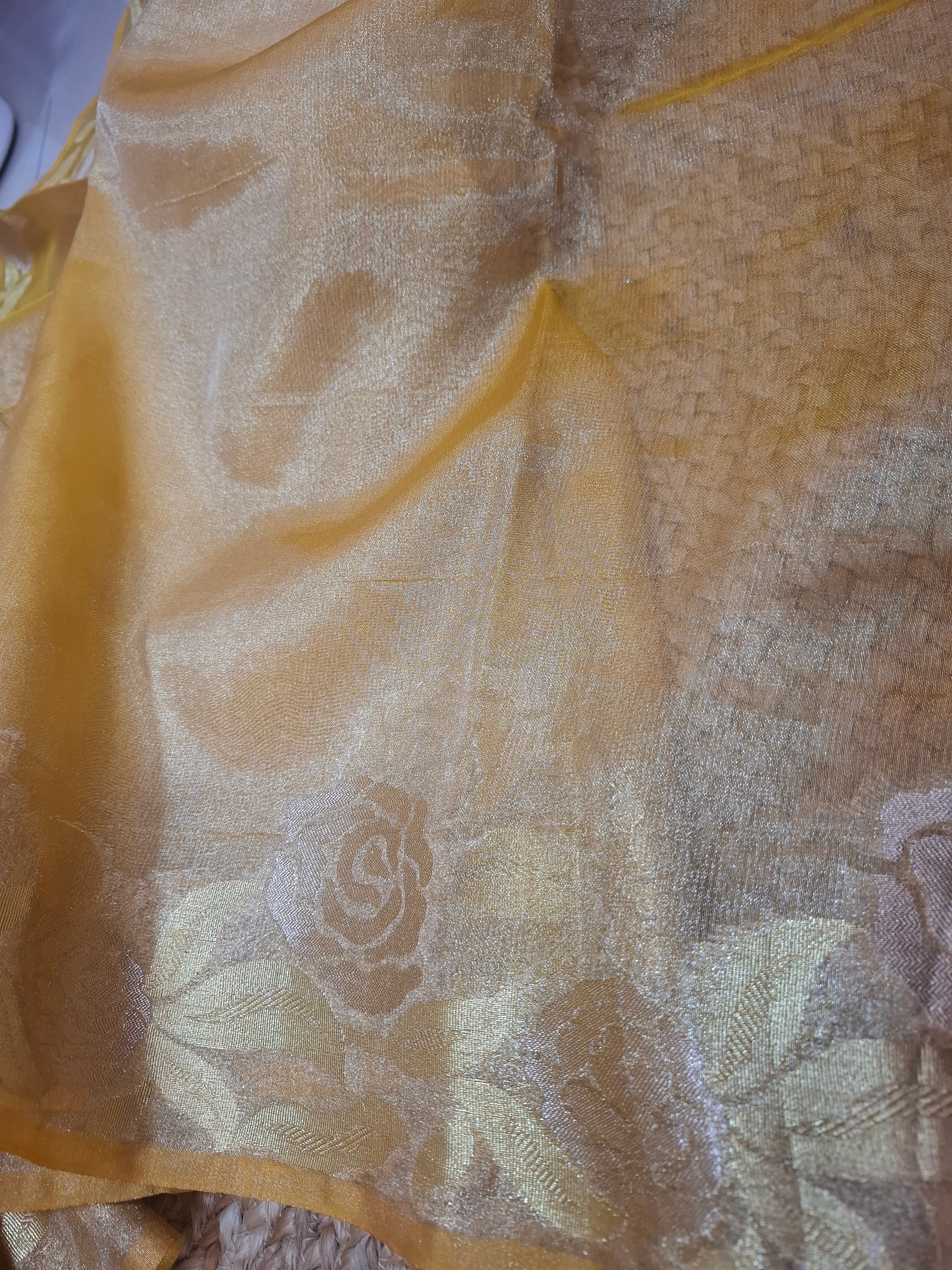 Yellow premium Tissue silk Banarasi saree