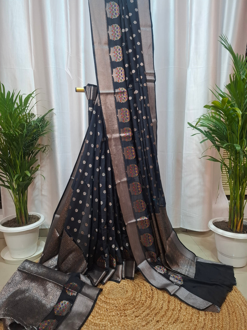 Black Banarasi Silk saree