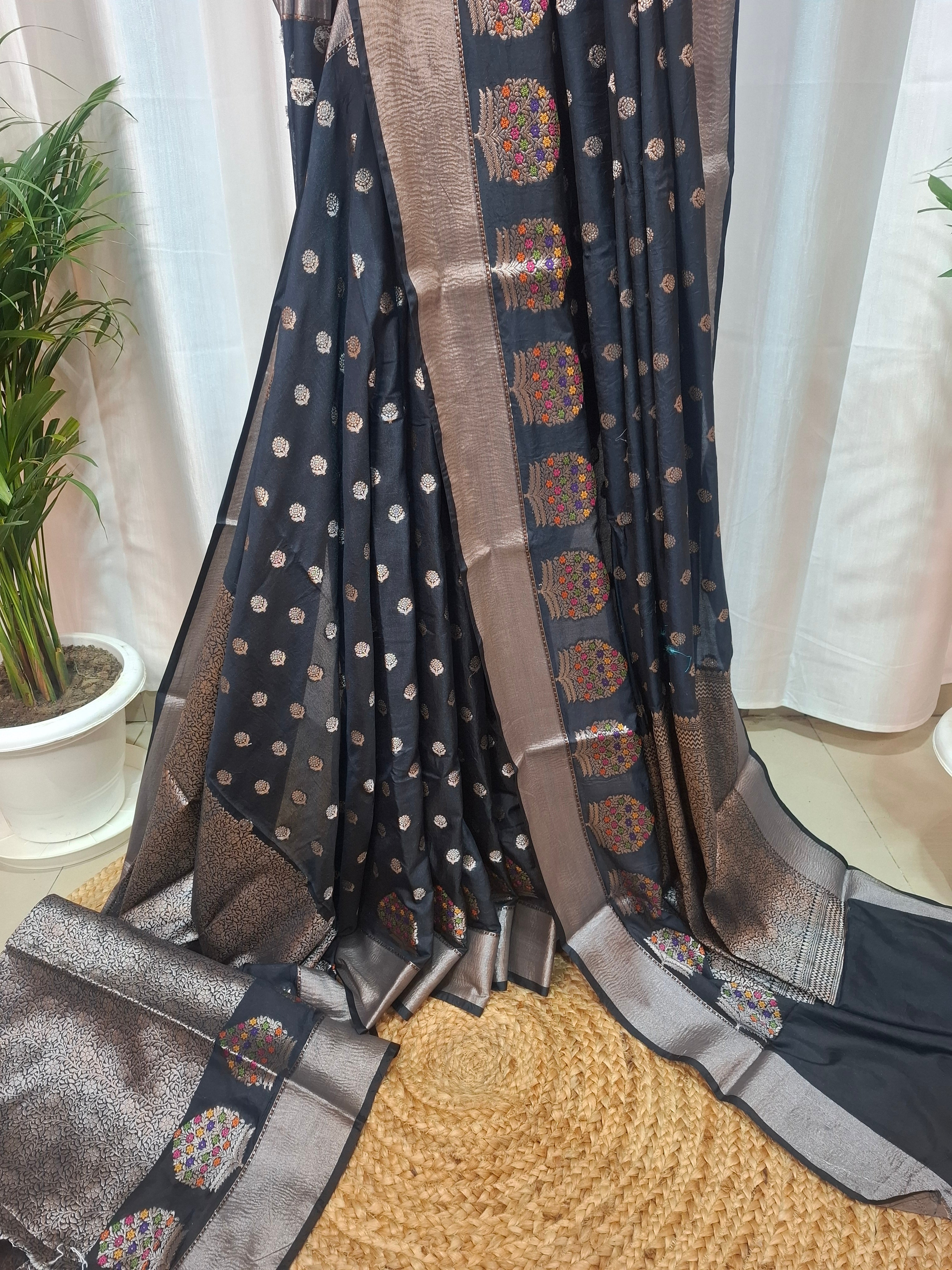 Black Banarasi Silk saree