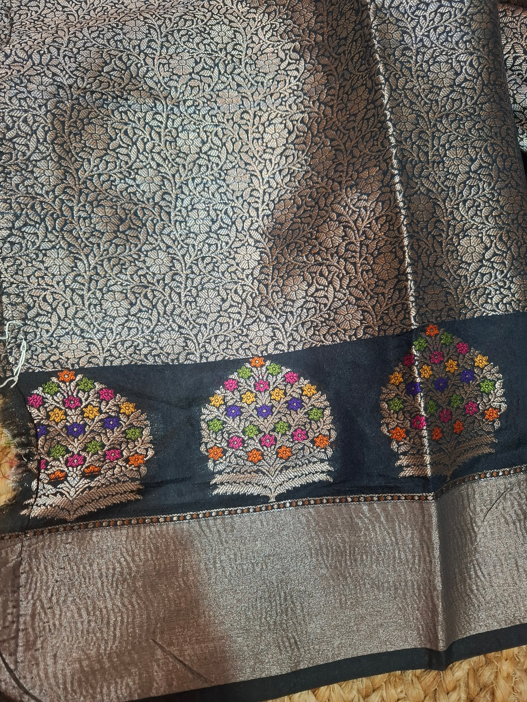 Black Banarasi Silk saree