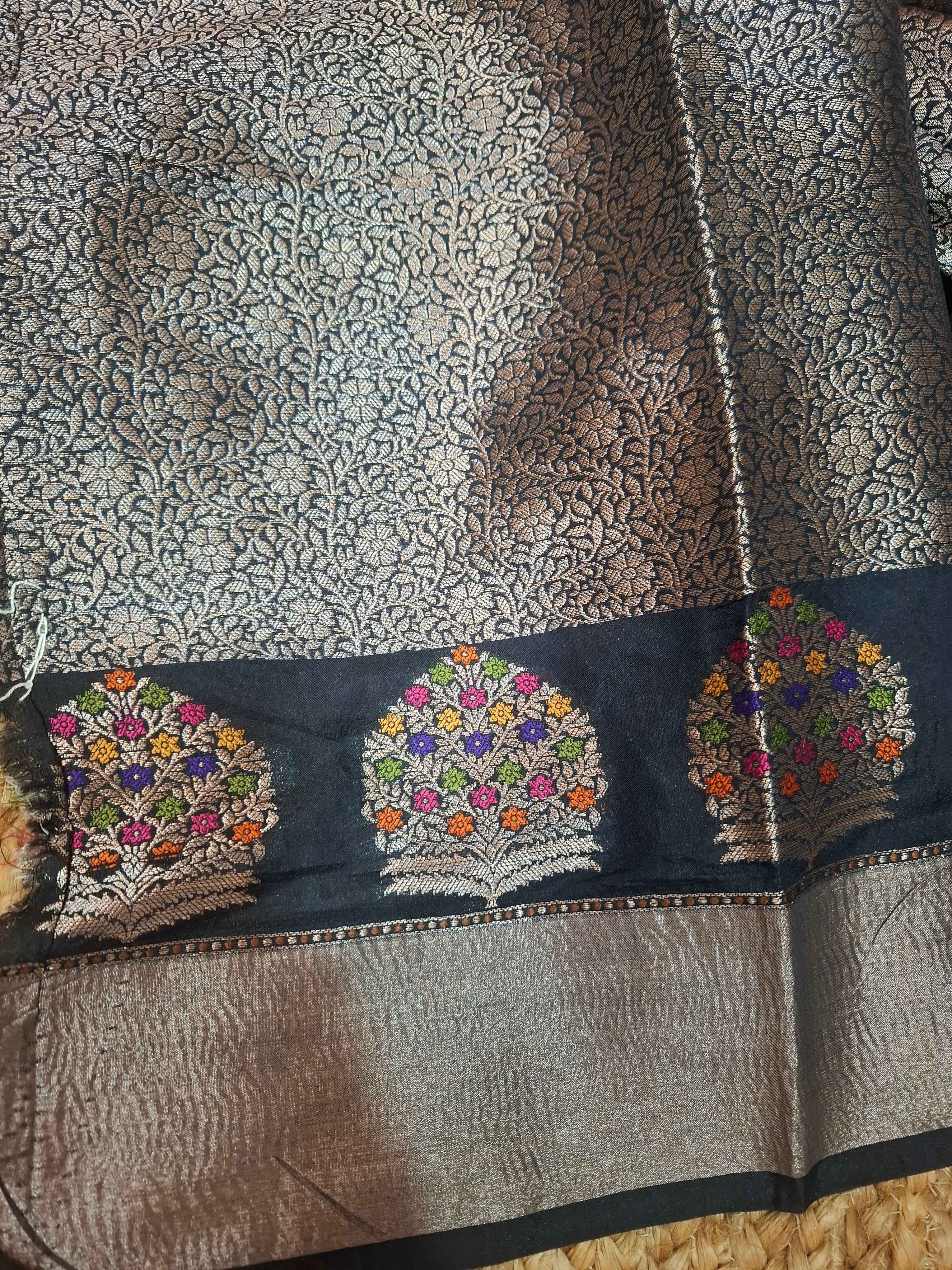 Black Banarasi Silk saree