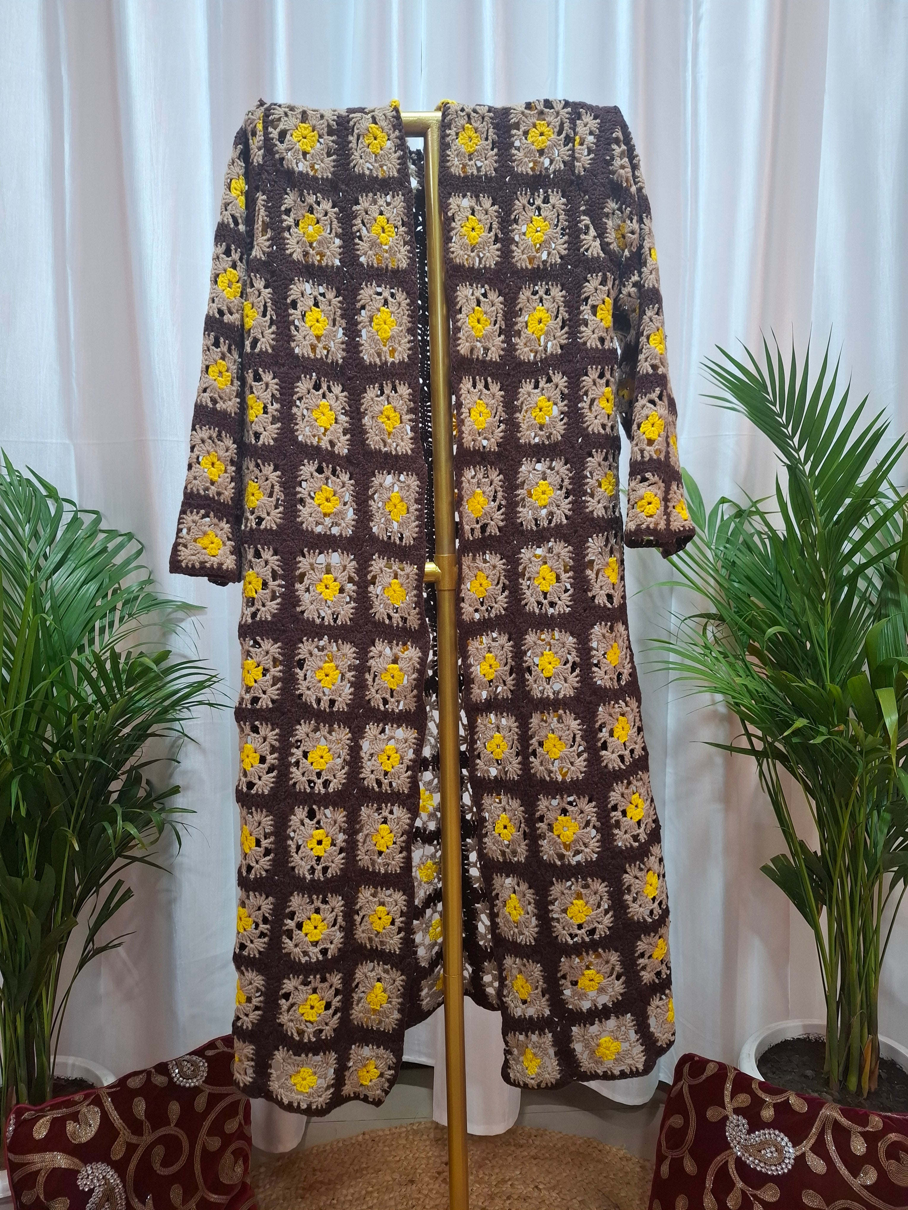 Long Crochet flower shrug