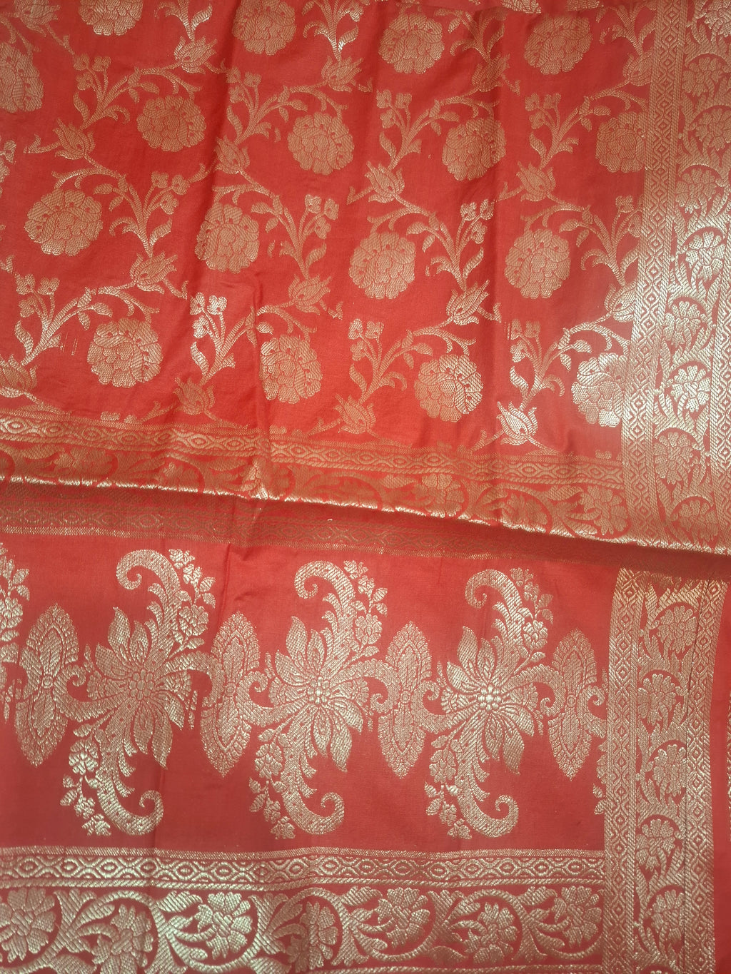 Red Banarasi premium katan dress material