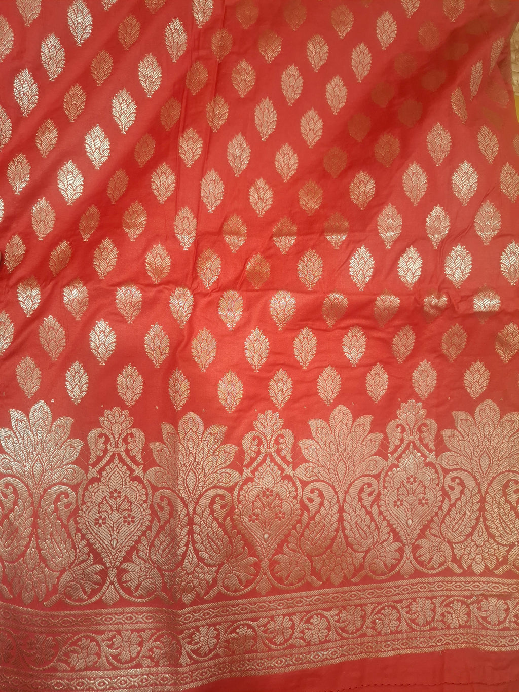 Red Banarasi premium katan dress material
