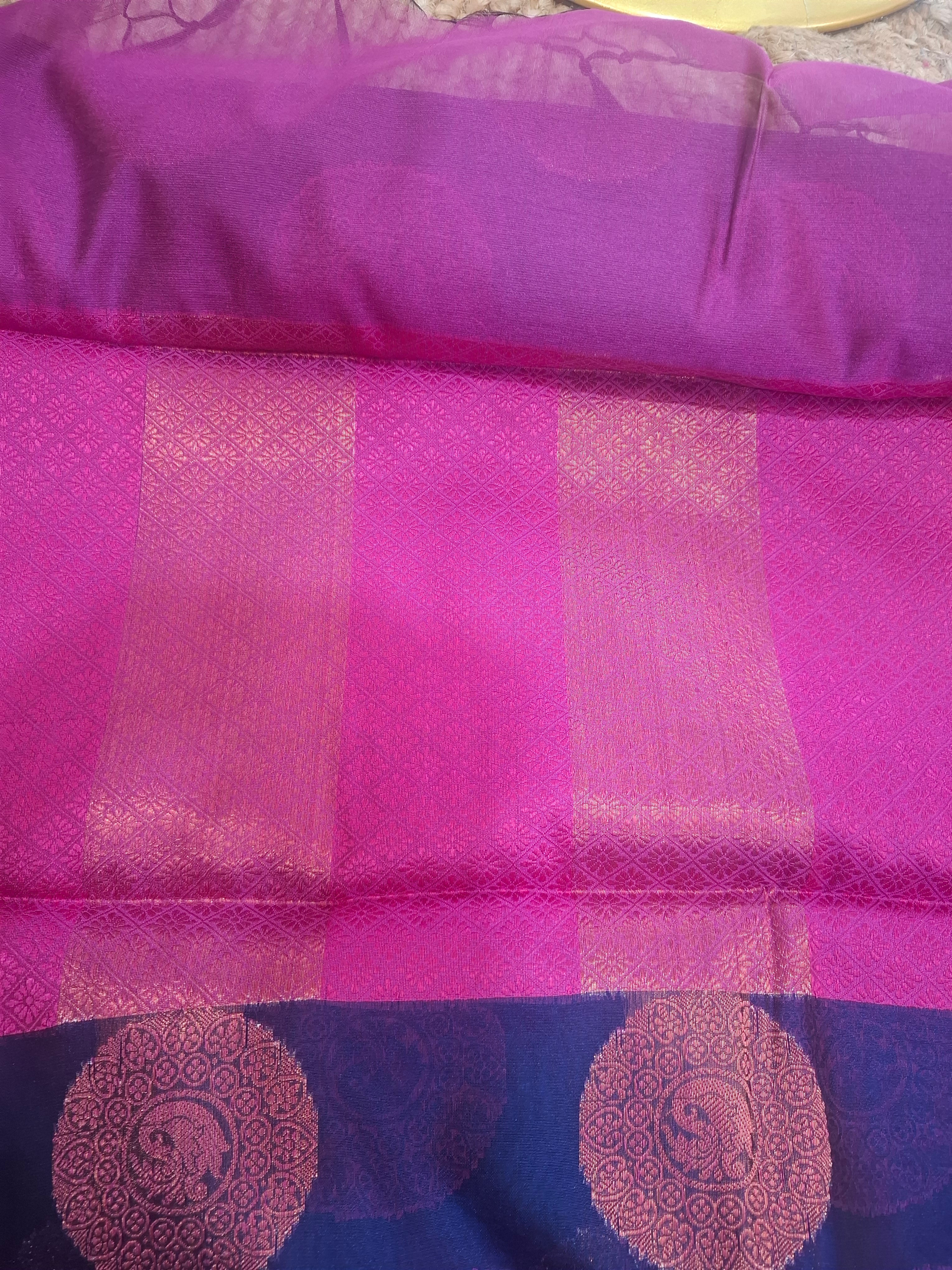 Navy cotton silk gola buta Banarasi saree
