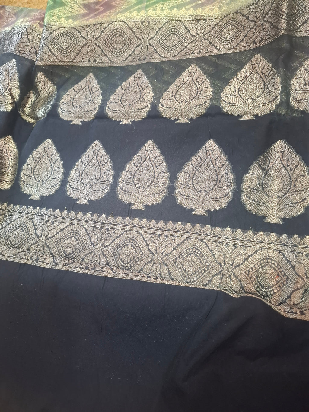 Shades of Green Kora Tissue silk jacquard weaving Banarasi saree