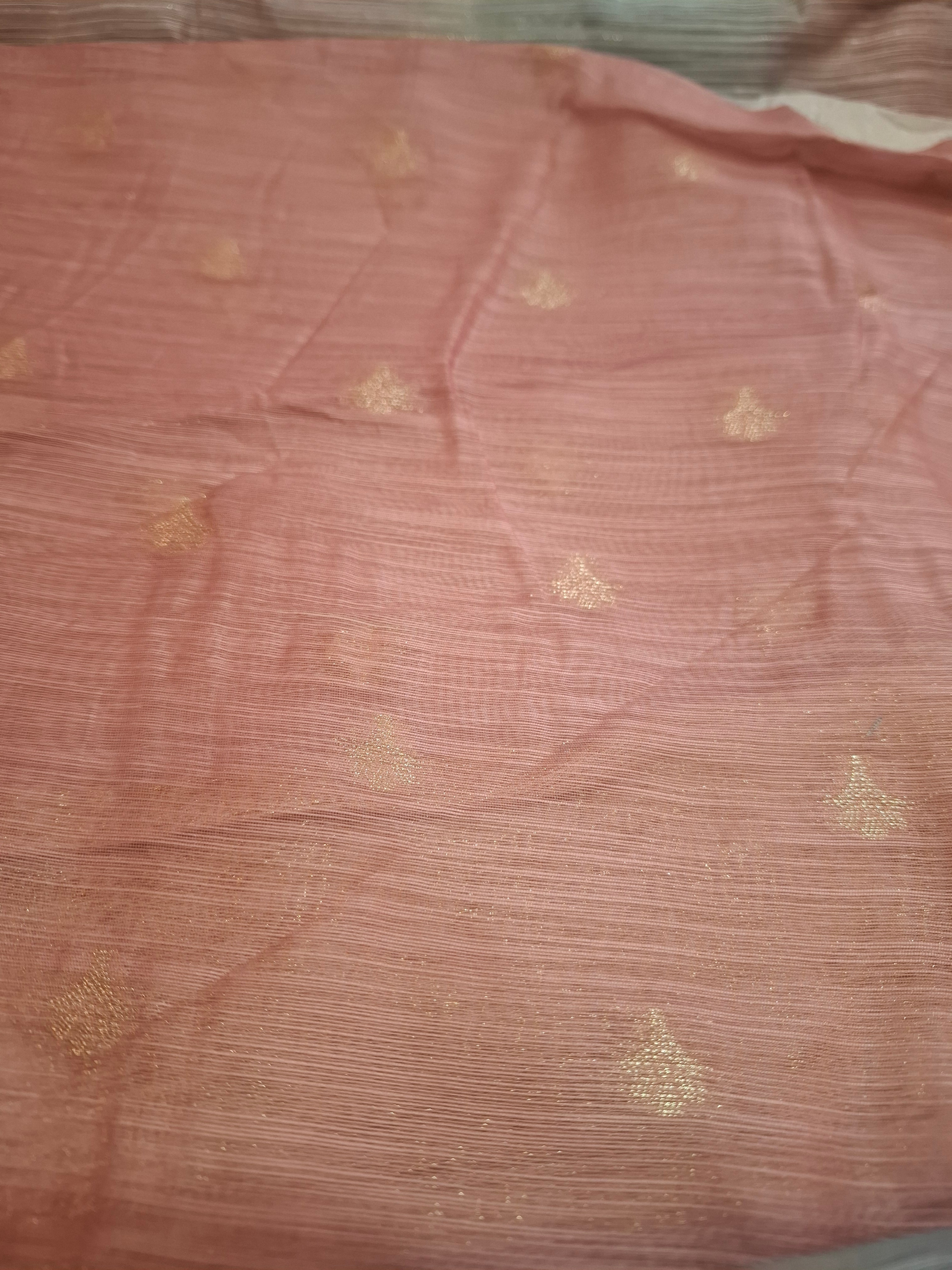 Peach blue Kora Tissue Banarasi Silk saree