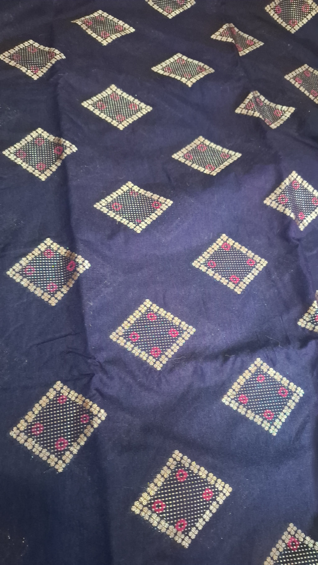 Navy blue silver zari bandhni design Banarasi silk saree