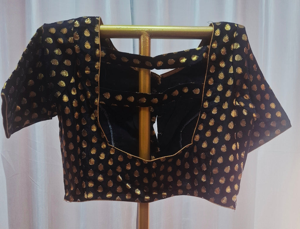 Black soft organza with golden booti ready to wear saree