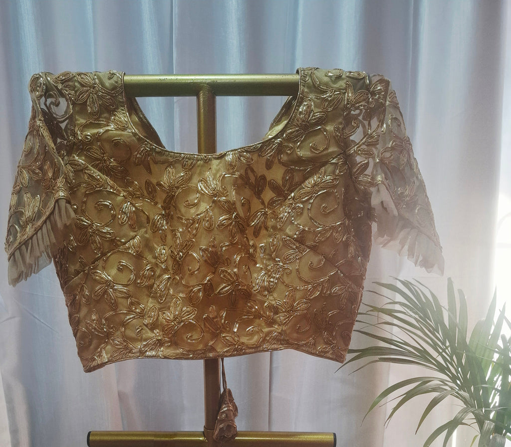 Shades of pink soft organza with gold ready to wear saree