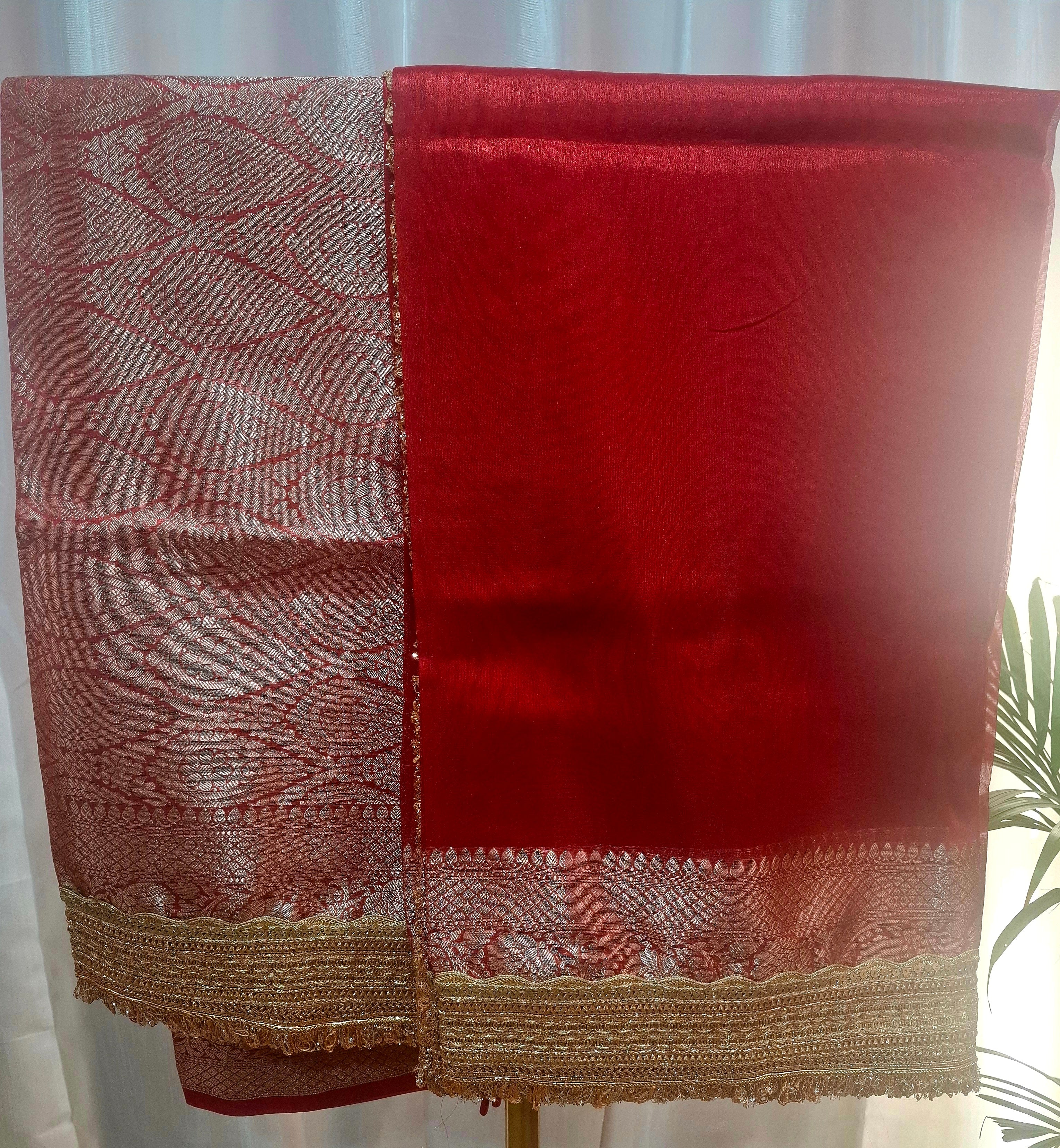 Red premium tissue maharani saree