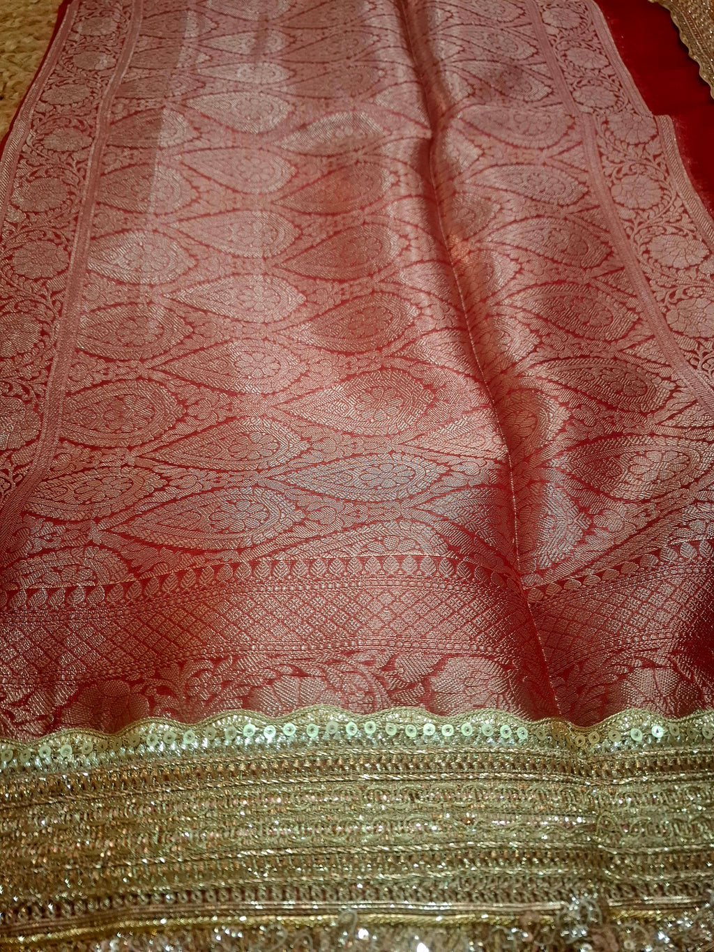 Red premium tissue maharani saree