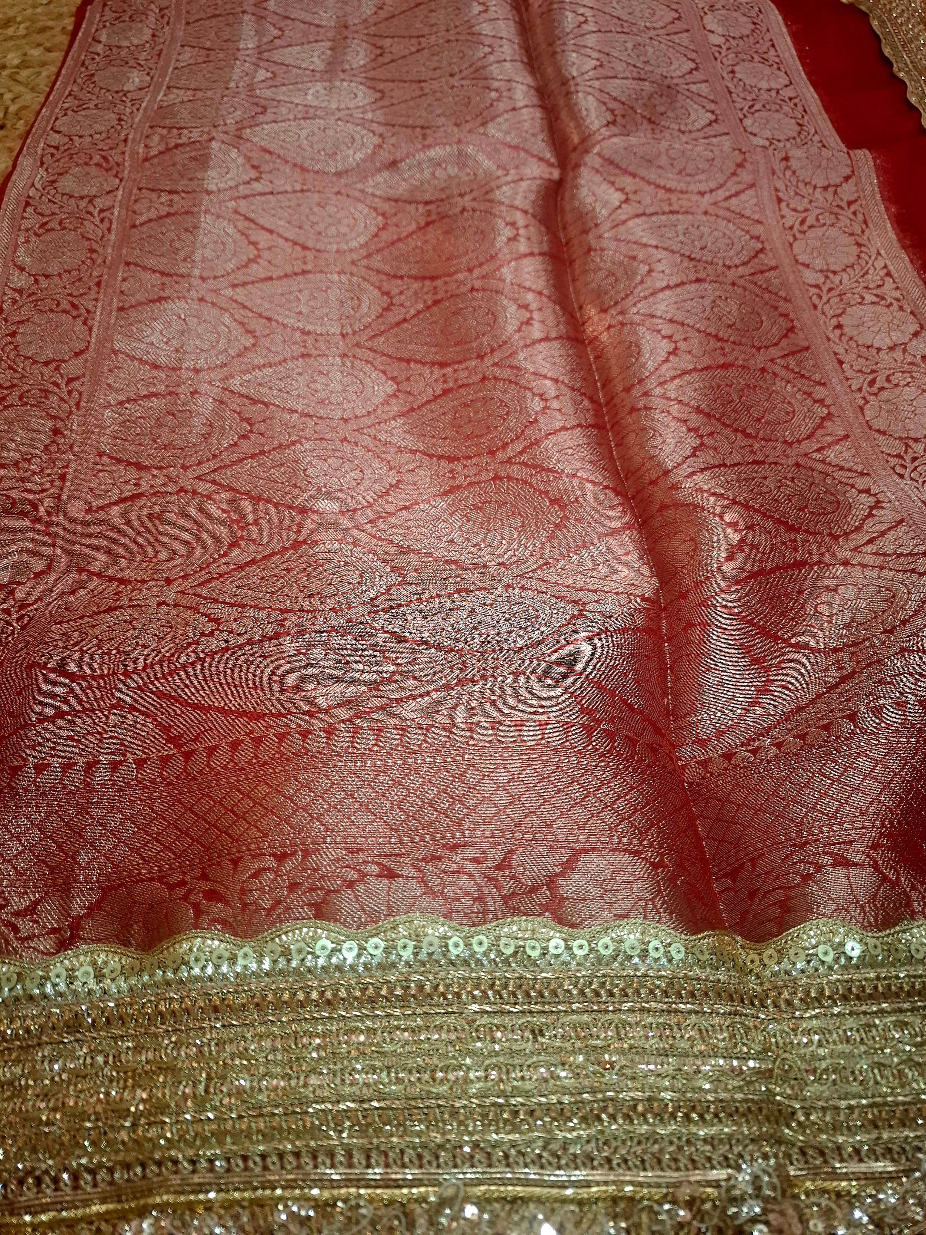 Red premium tissue maharani saree
