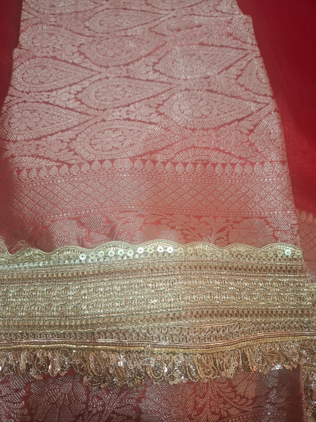 Red premium tissue maharani saree