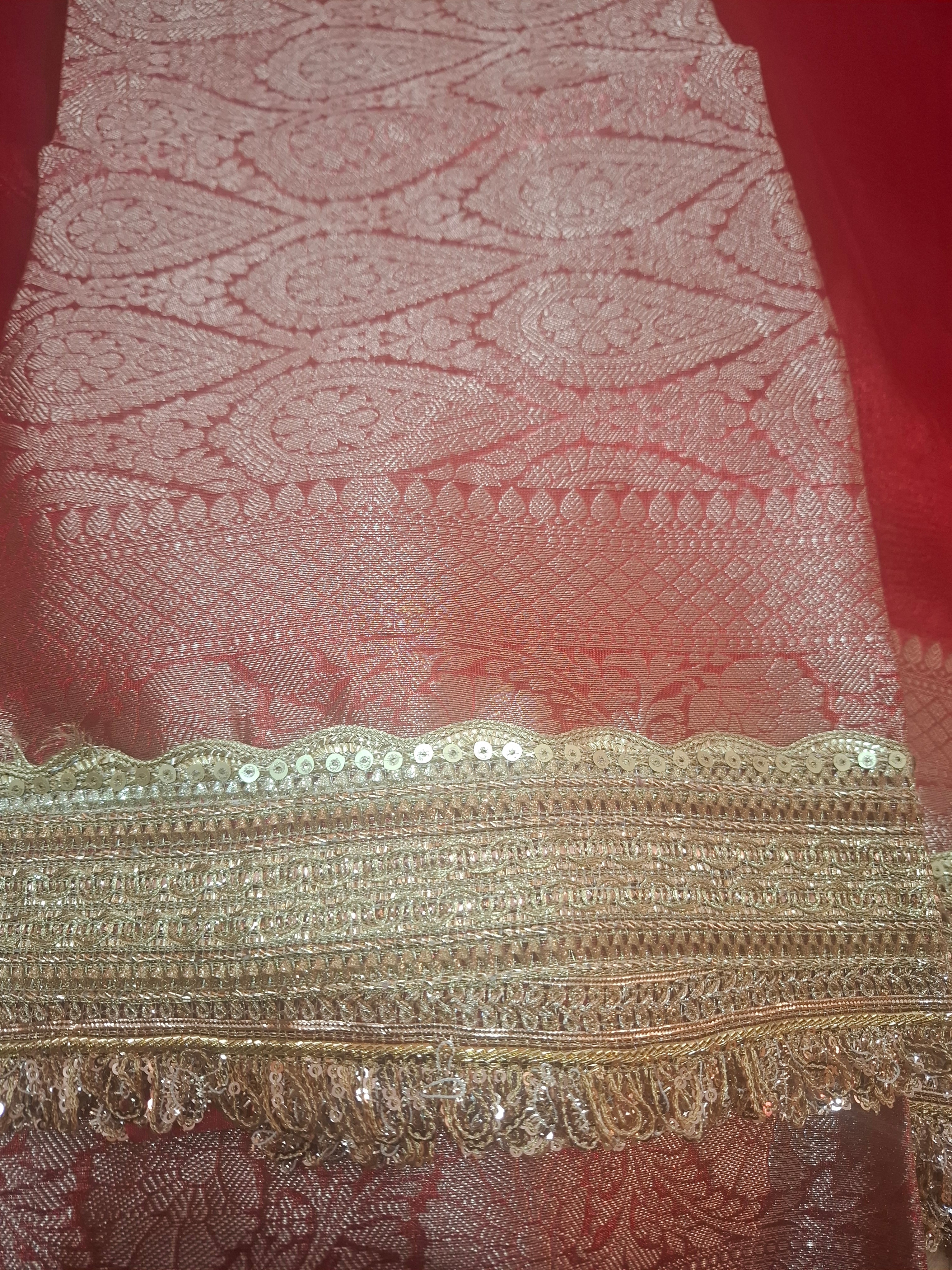 Red premium tissue maharani saree